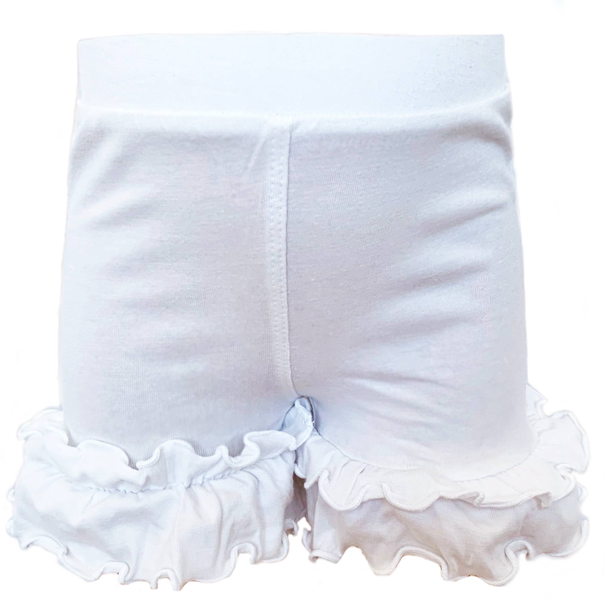 AnnLoren – Großhandel Shorts – Kinder – Weiße Rüschenshorts für Kleinkinder und große Mädchen, Sommerkleidung8