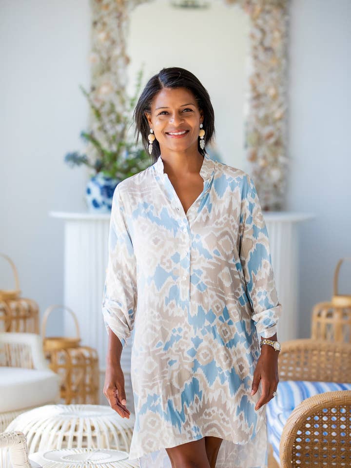 Day Tripper-jurk/Ikat met zand en zee voor wholesale door Walker&Wade