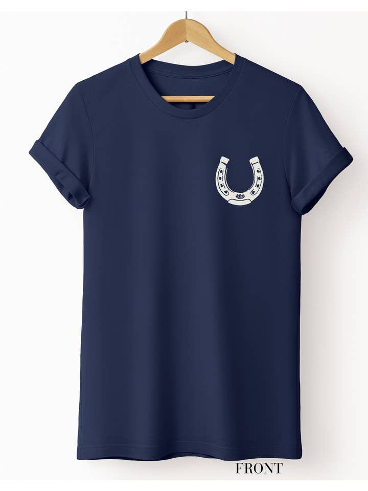 Ali Dee - Wholesale Screen Printed T-Shirt - Women's - Heritage Horseshoe Graphic Tee - Navy2
