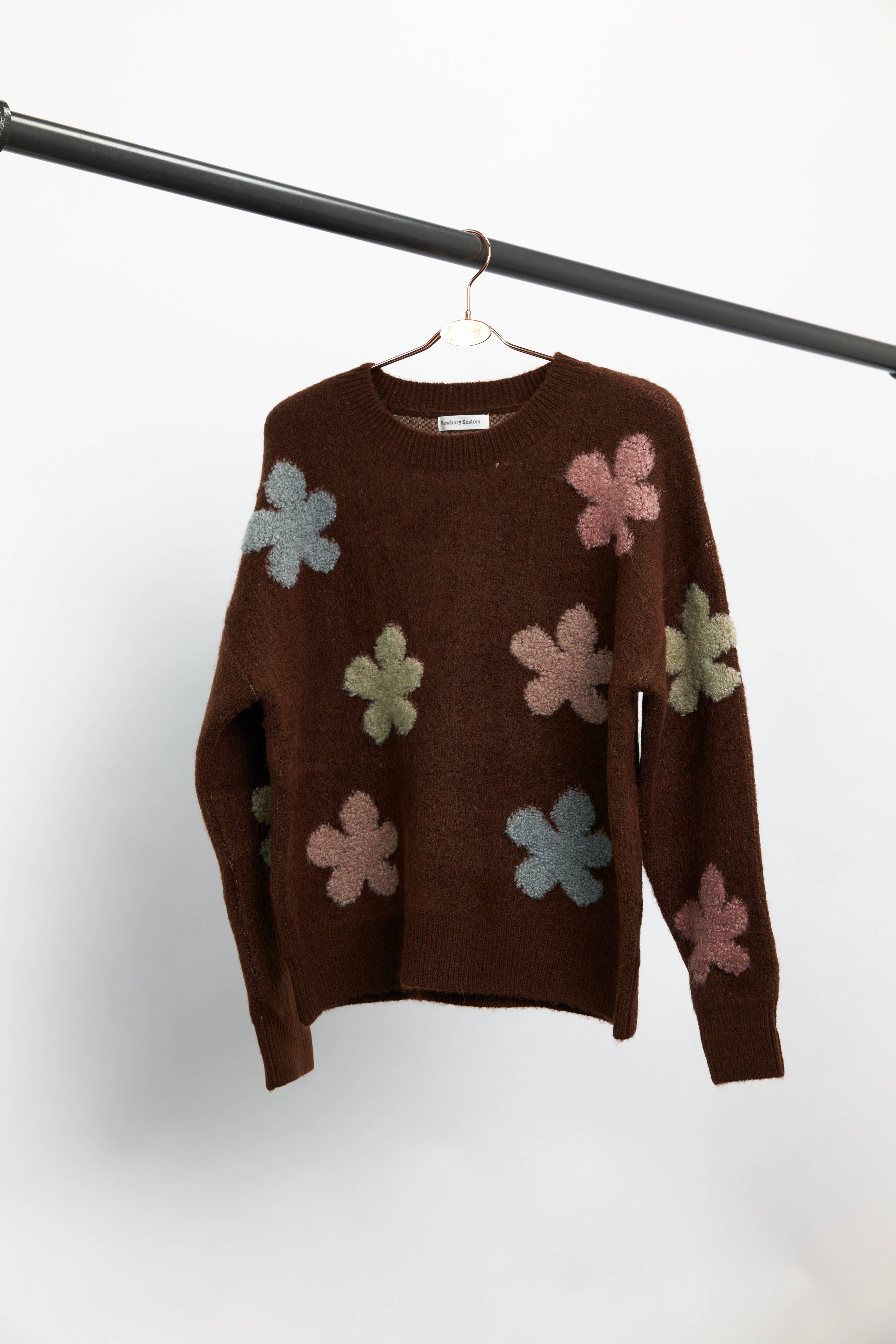 Newbury Kustom - Wholesale Knit Sweater - Women's - 11336-Multi-Color Flower Knit Sweater0