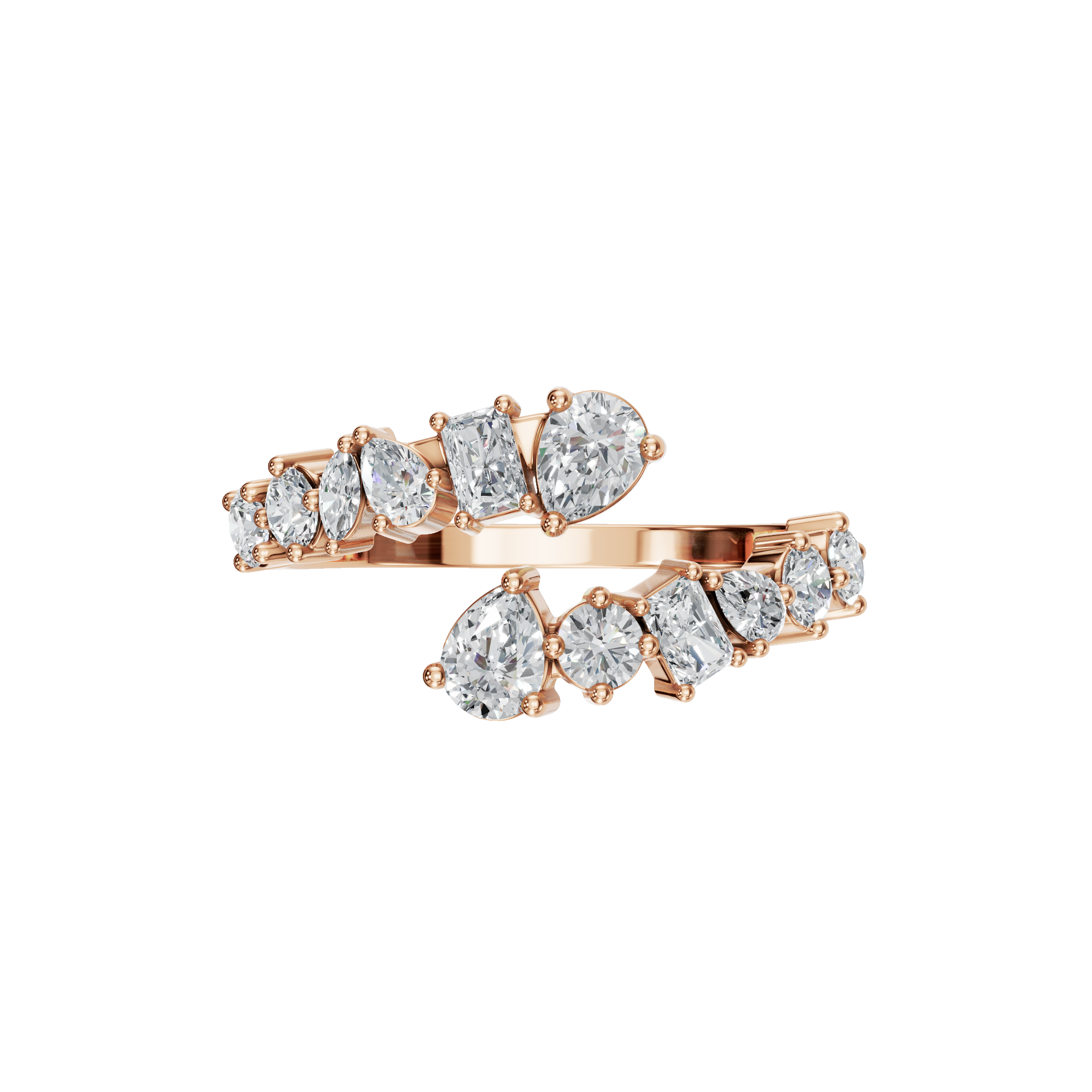 PureYou Jewelry - Wholesale Multi-Stone Ring - 14K Gold Diamond Cuff Ring, Lab GrownDiamond Ring8