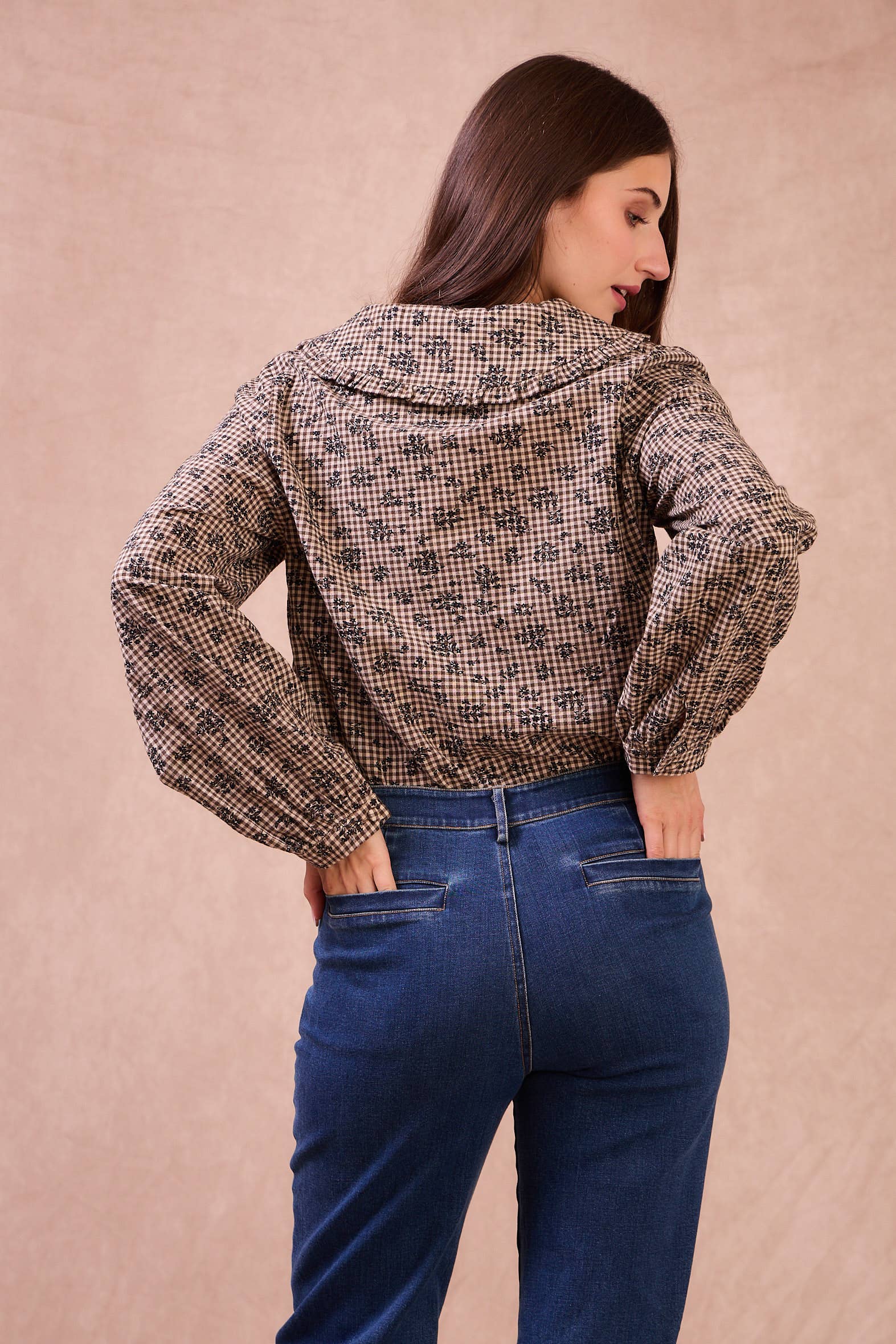 Calie Paris - Wholesale Blouse - Women's - ALAIN Blouse – Checked Cotton with Retro Charm7