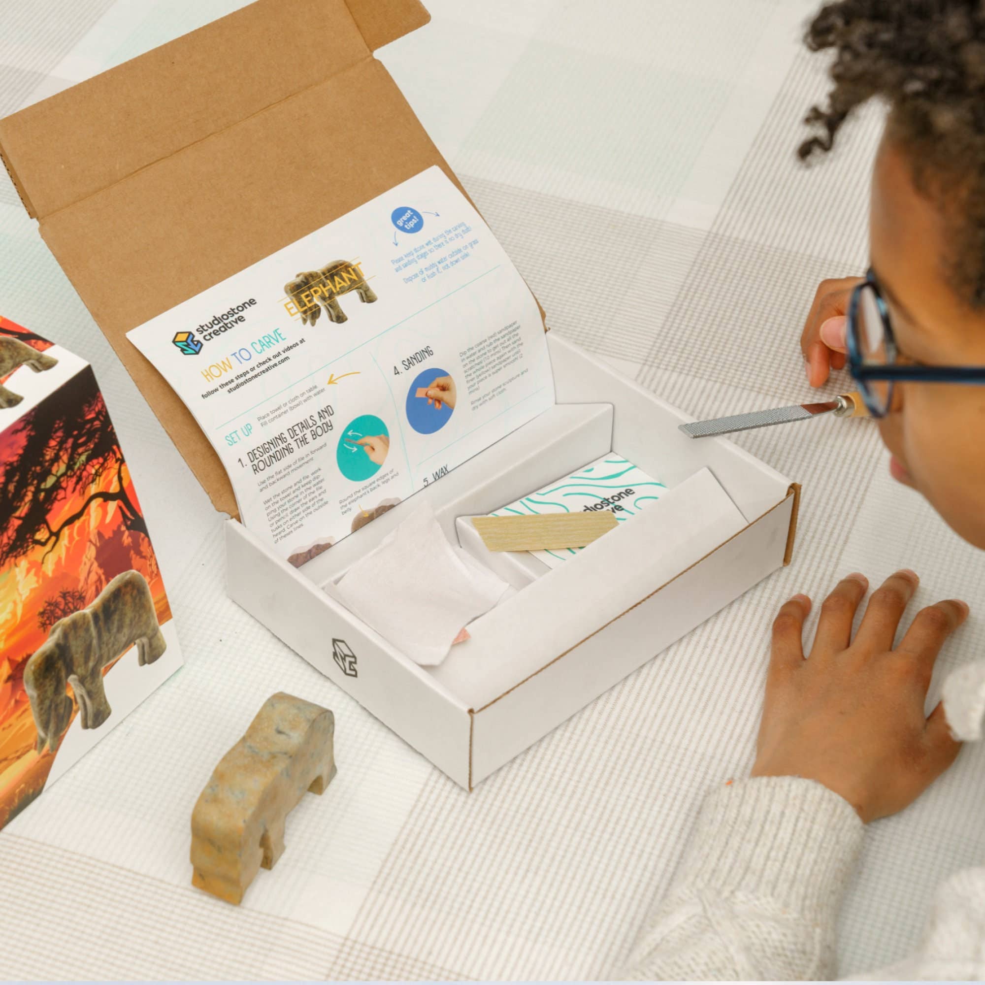 Studiostone Creative - Wholesale DIY Craft Kit - Kids - Elephant Soapstone Carving Kit3