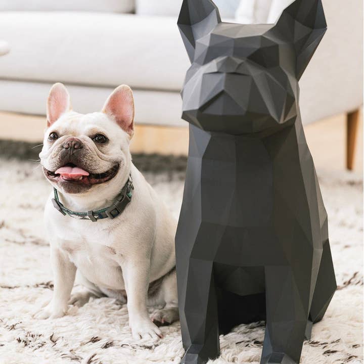 Abstract Home Art - Wholesale Decorative Tabletop Object - Max - French Bulldog - BK /Home Decor, Storage Bin, Trashcan1