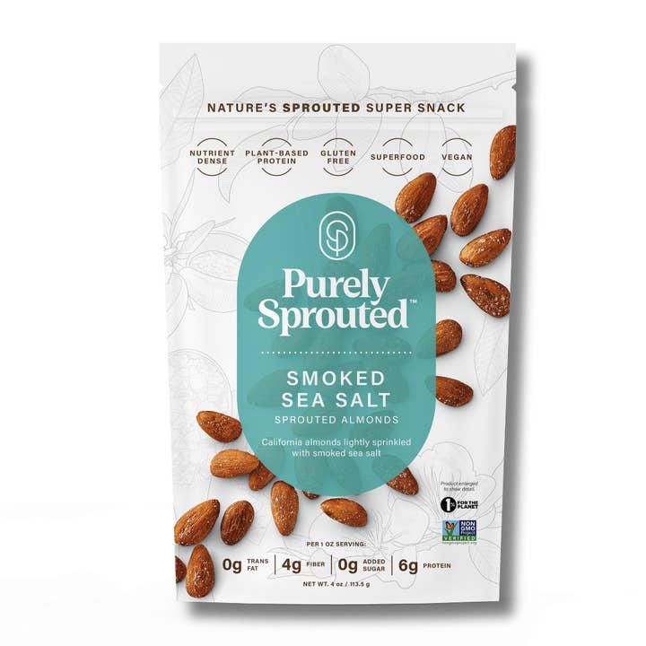 Lark Ellen Farm - Wholesale Nuts - Smoked Sea Salt Sprouted Almonds 4 oz bag1