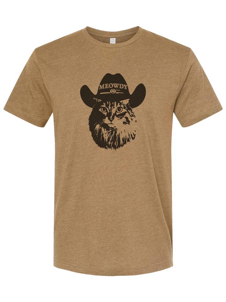Made of Mountains - Wholesale Screen Printed T-Shirt - Unisex - Meowdy Western Cat Adult Tee