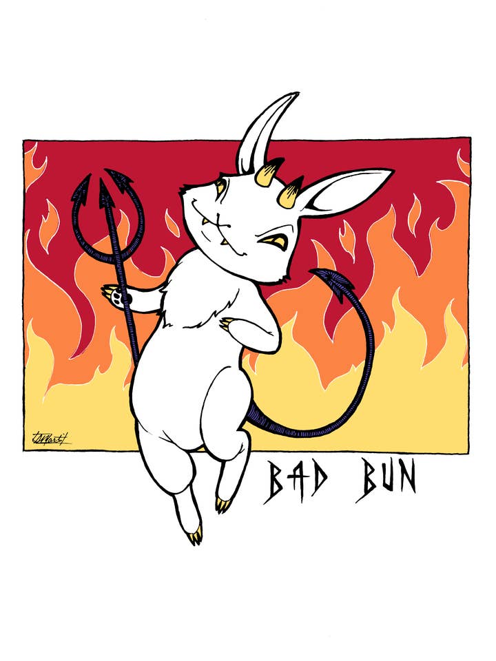 4" klistermärke: Bad Bun - Vattentät för wholesale av Indi Martin Art