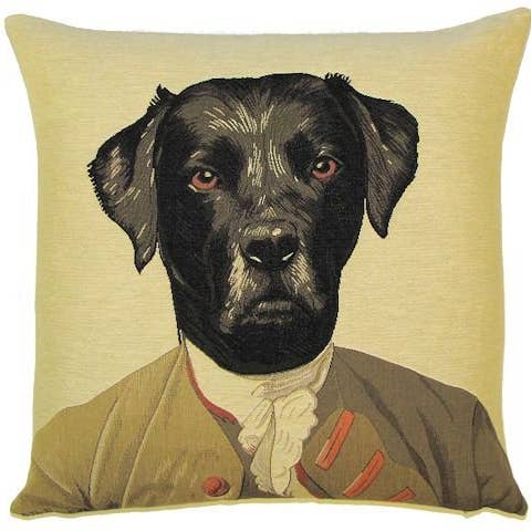 Decorative Pillow Cover Poncelet Black Labrador for wholesale by yapatkwa - art of the loom