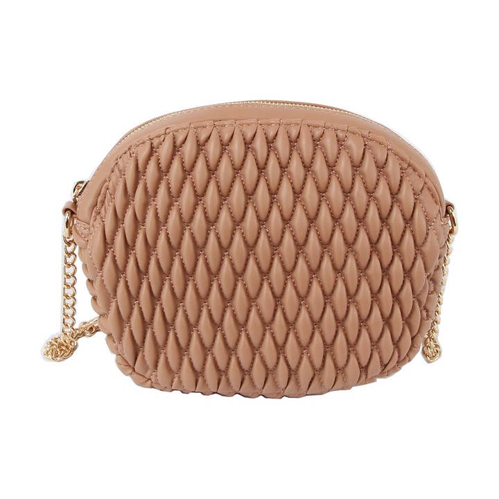 Chain detail strap woven daily crossbody for wholesale by Handbag Factory Corp