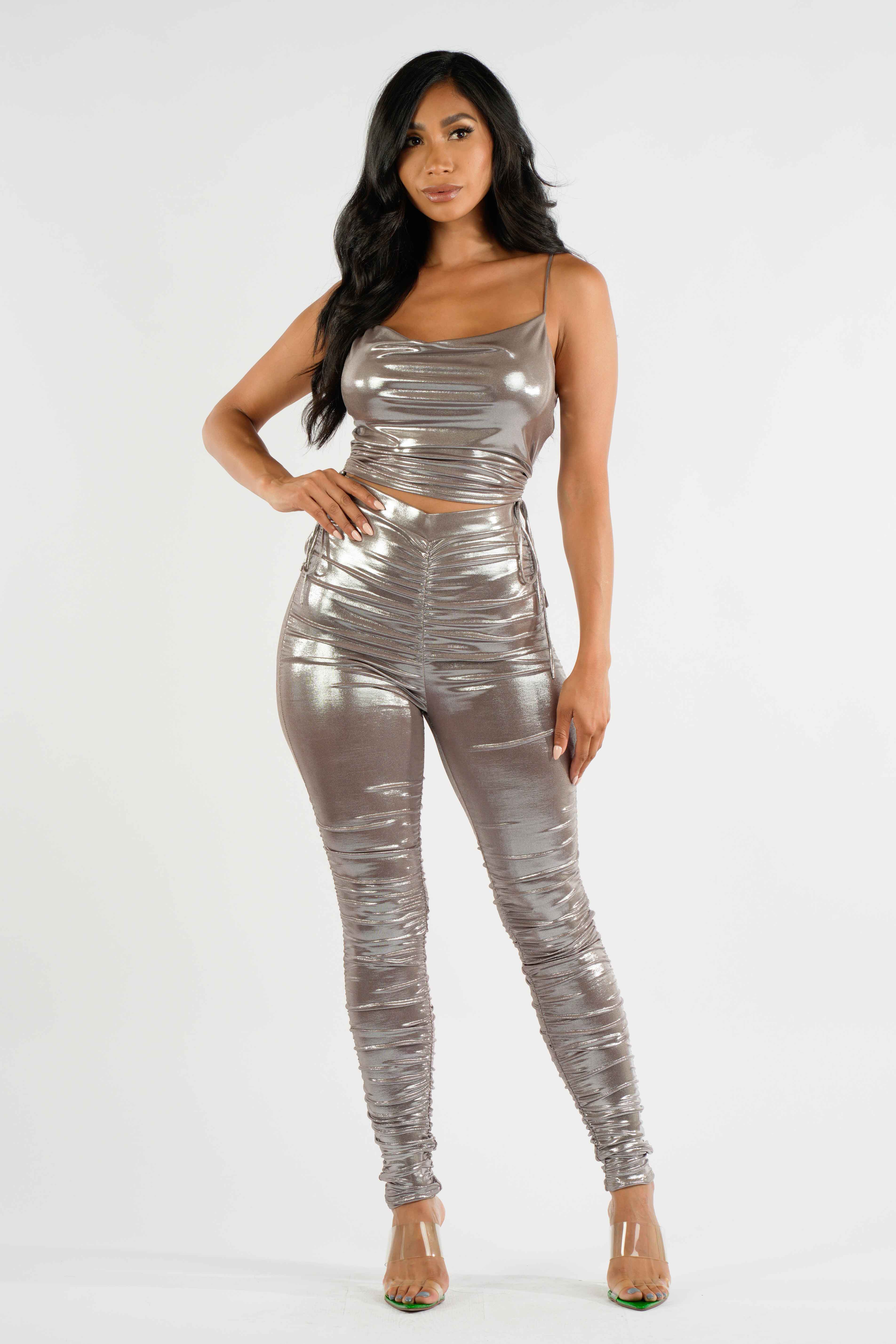 K Too - Wholesale Top & Pant Set (NOT Loungewear) - Women's - Metallic ruched set5
