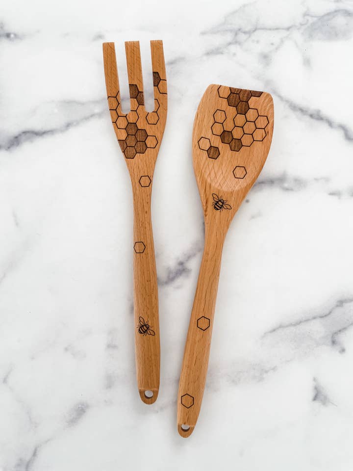 Honey Bee Wooden Utensil Set for wholesale by Wood & Ash