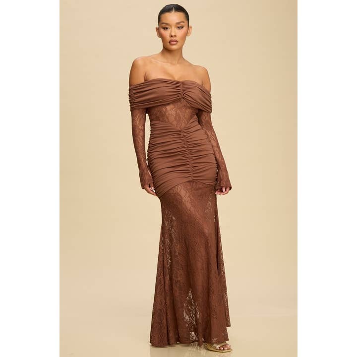 CONRAST LACE PANEL JERSEY DRESS for wholesale by Luxxel