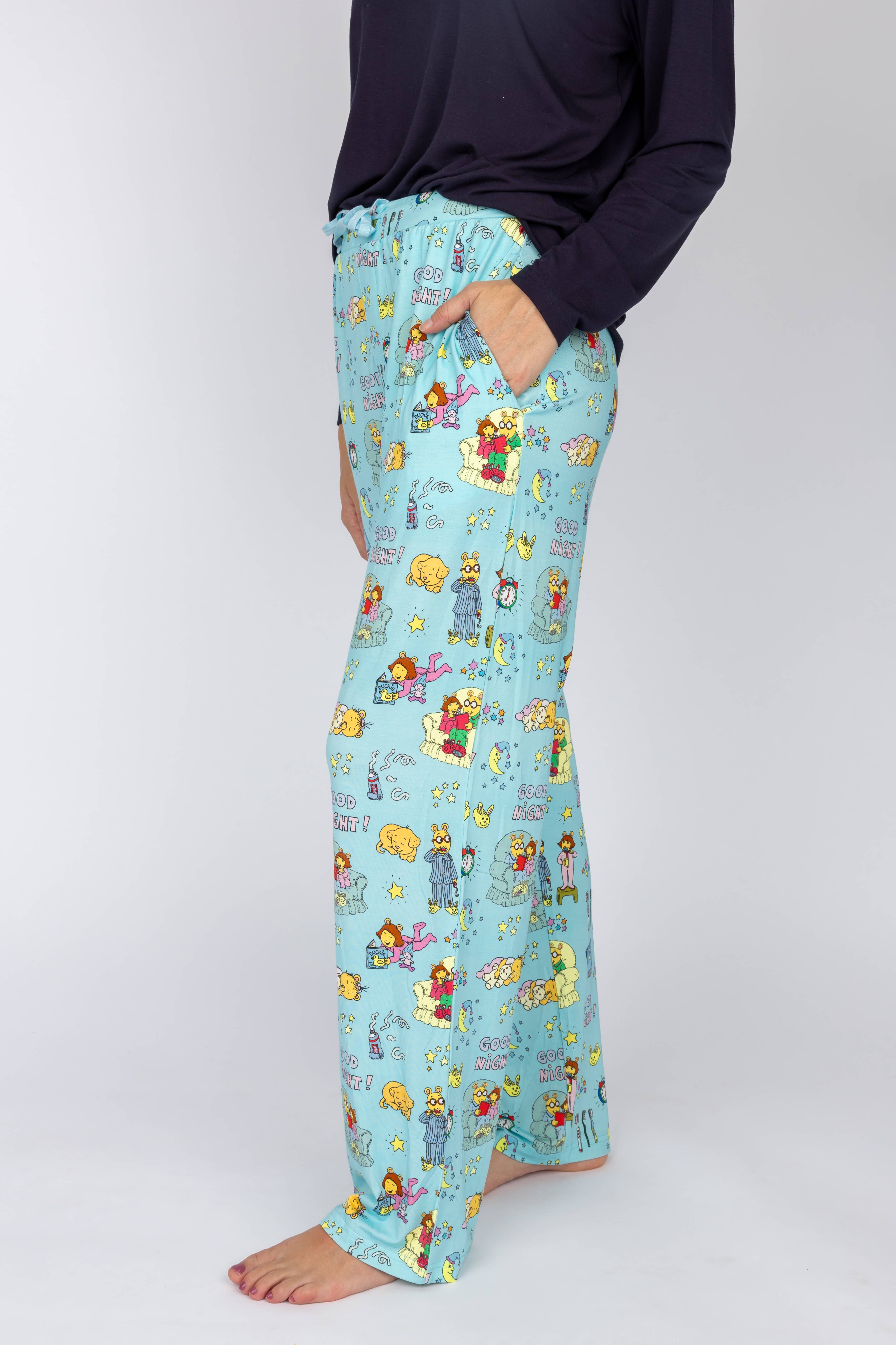 Blue Multi Good Night Arthur™ Bamboo Relaxed Lounge Pajama Pants for wholesale on Faire1