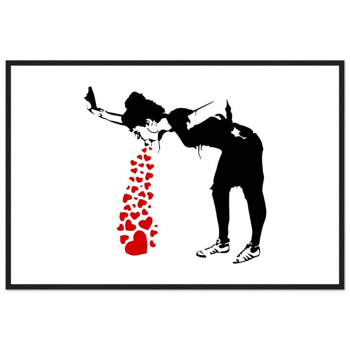 Banksy Lovesick Girl Throwing Up Hearts Artwork Poster for wholesale by Art-O-Rama Shop