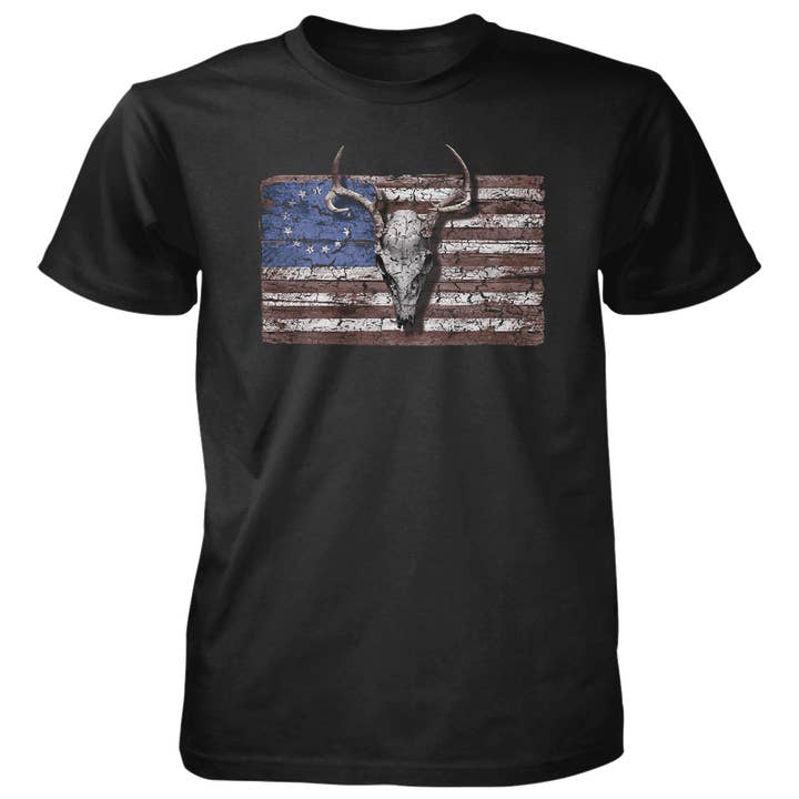 Hertenschedel Vlag - 4,5 oz Katoenen T-shirt voor wholesale door Old Country Outfitters
