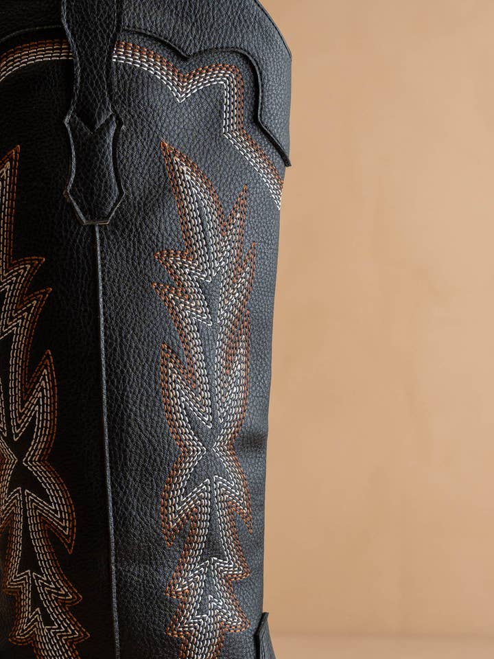 The Ainsley Black | Embroidered Cowboy Western Boot for wholesale on Faire