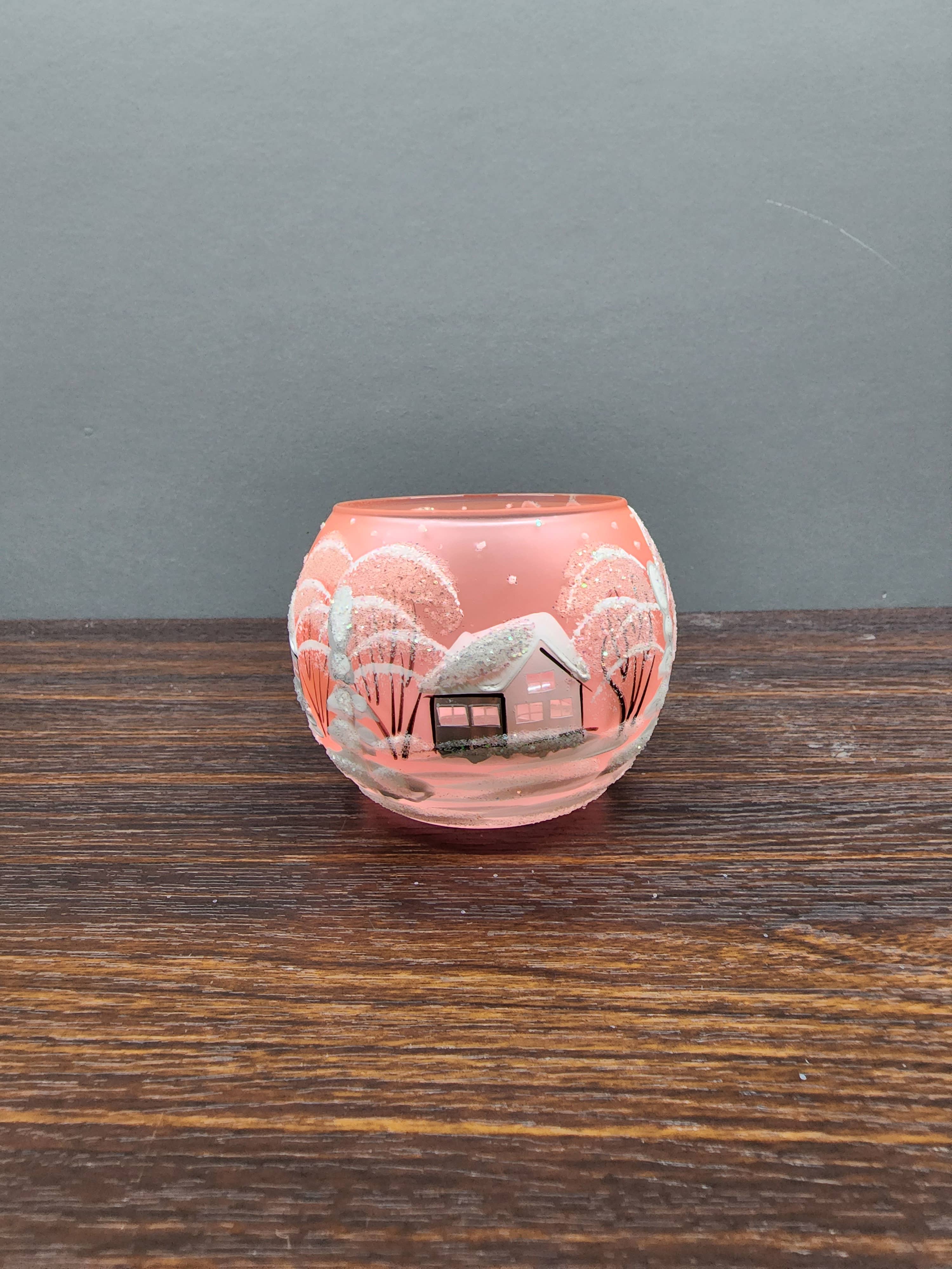 Glass by Iness - Wholesale Candle Holder - White Church In Winter Wonderland Collection - Candle Holder6