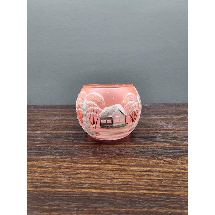 Glass by Iness - Wholesale Candle Holder - White Church In Winter Wonderland Collection - Candle Holder6