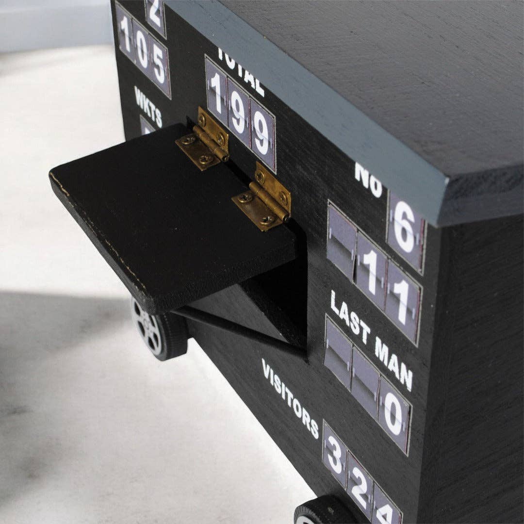 SPORTGIFTZ – wholesale Desk organiser – Cricket Scoreboard Desk Tidy | Authentically Designed | Store Phones & Stationery | Personalise Scores | Ideal for Cricket Enthusiasts | Gray, Wood1