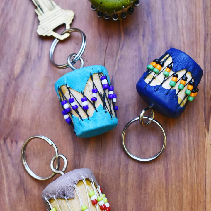 Swahili | AFRICAN MODERN - Wholesale Keychain - Unisex - Set of Four Assorted Colorful African Drum Keychains