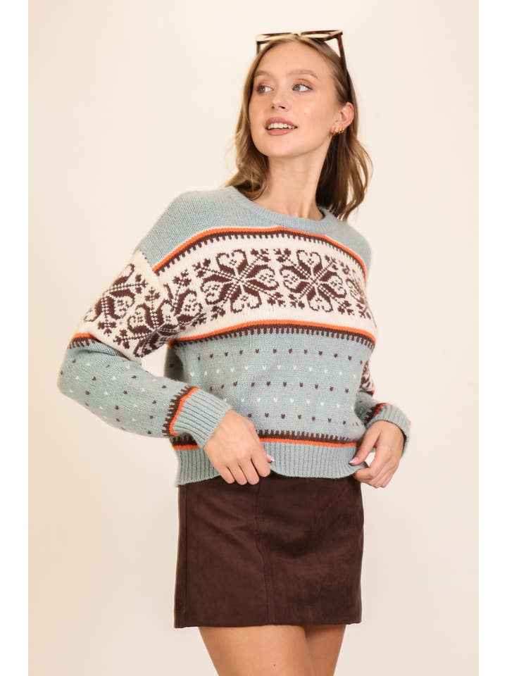 Vanilla Monkey - Wholesale Knit Sweater - Women's - Nordic Charm Fair Isle Knit Sweater2