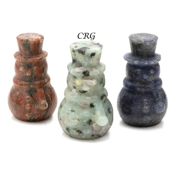 Crystal River Gems LLC - Vendita all'ingrosso Pietra/cristallo spirituale - Set di 4 pezzi da intaglio con pietre preziose miste a forma di pupazzo di neve1