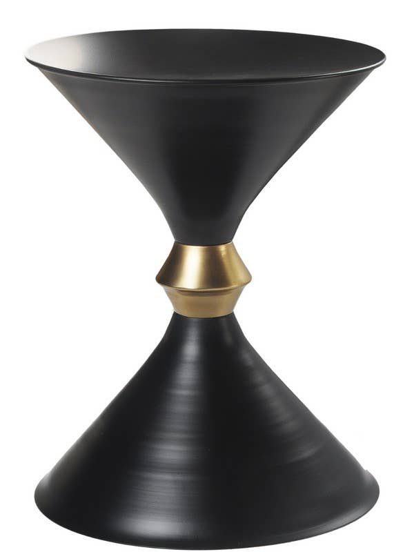 Modern Black and Gold Drum Side Table for wholesale on Faire0