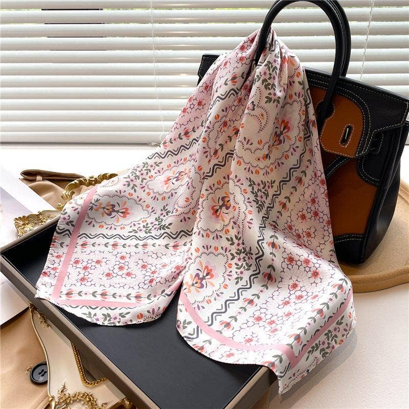 SueSilkHK - Wholesale Scarf - Women's - Summer Japanese prints 70cm square scarf, Silk textured scarf, Sun protection satin scarf, Neck scarf, Satin Shawl, Gift5