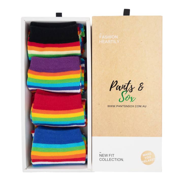 Pantsnsox - Wholesale Socks – Women's - Rainbow Women`s Stripe Crew Socks Gift Box