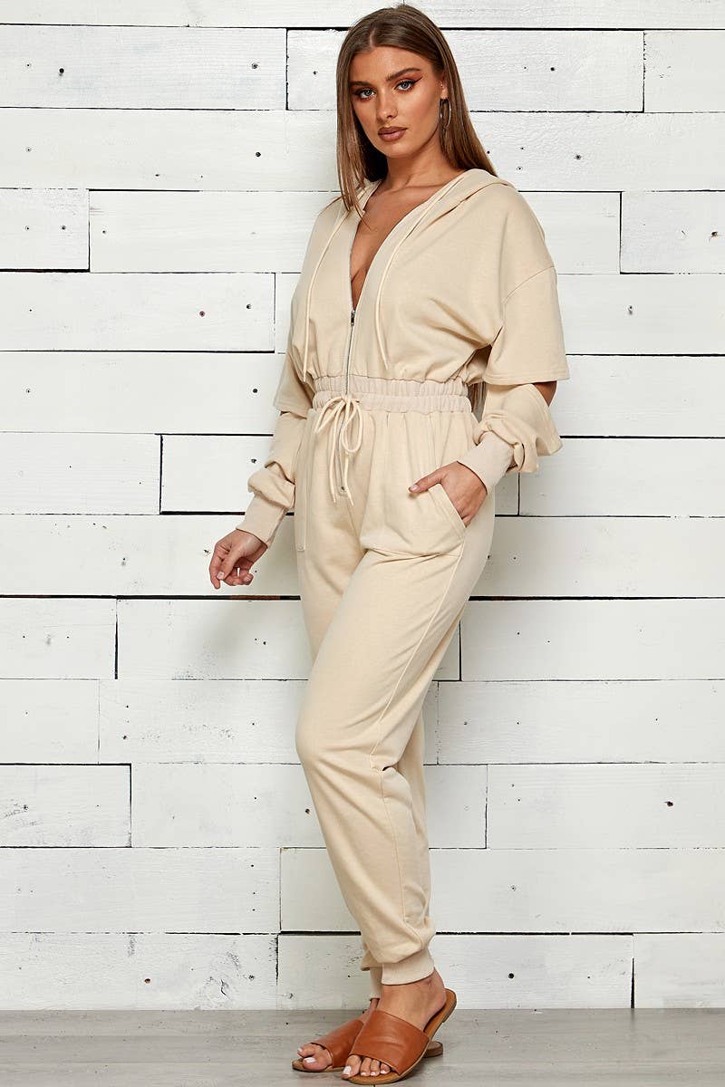 Shop Michella – Großhandel Jumpsuit – Damen – FRENCH TERRY OVERALL MIT KAPUZE UND REISSVERSCHLUSS5