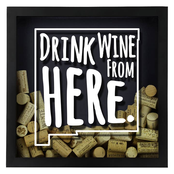 Torched Products - Wholesale Sign - Drink Wine From Here Beer Cap Shadow Box - Black23