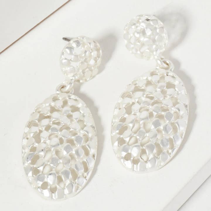 Wild Honey - Wholesale Dangle Earrings - Intricate Filigree Oval Drop Dangle Post Earrings