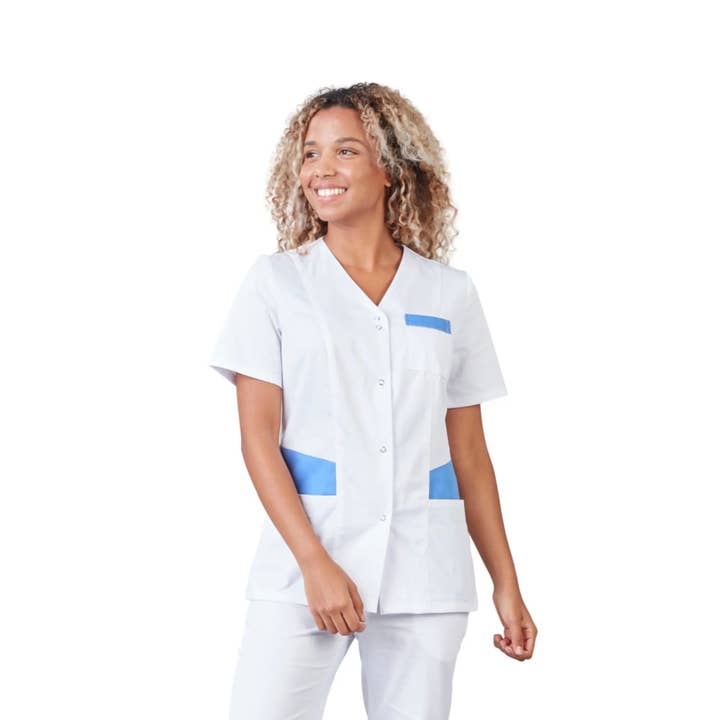 My Podologie - Wholesale Healthcare Uniform - Women's - Gaia - Short Sleeve Blouse - V Neck - Women - 70 cm - Phirejo