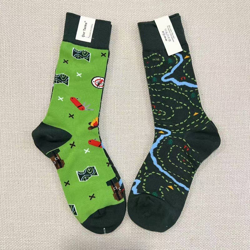 Tourtiwi – Meias - Unissexo por atacado – Meias com padrão de pintura a óleo assimétrico20