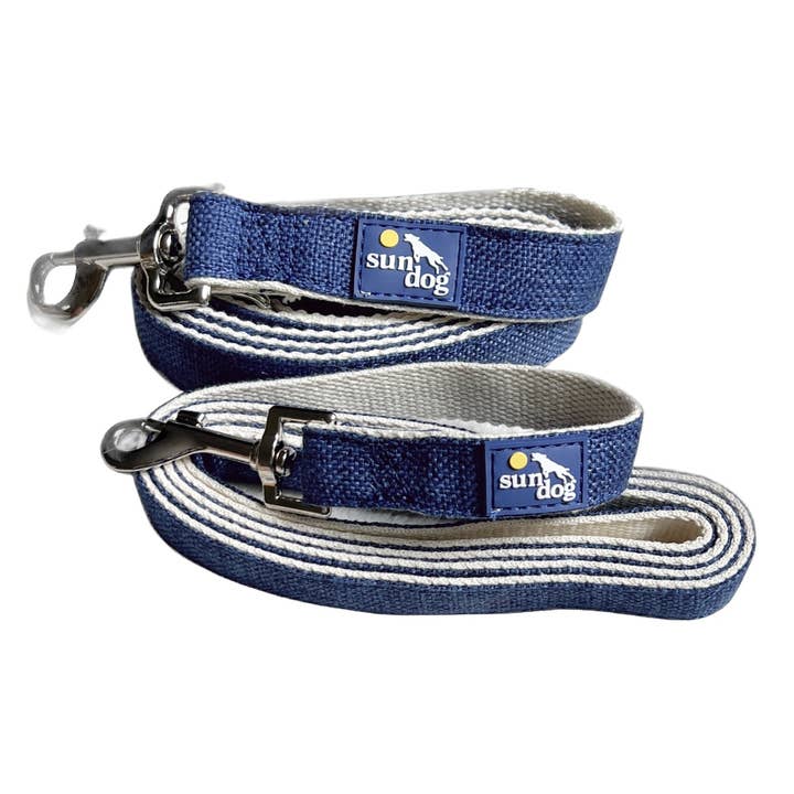 Organic Dark Blue Hemp Leash for wholesale by Sun Dog