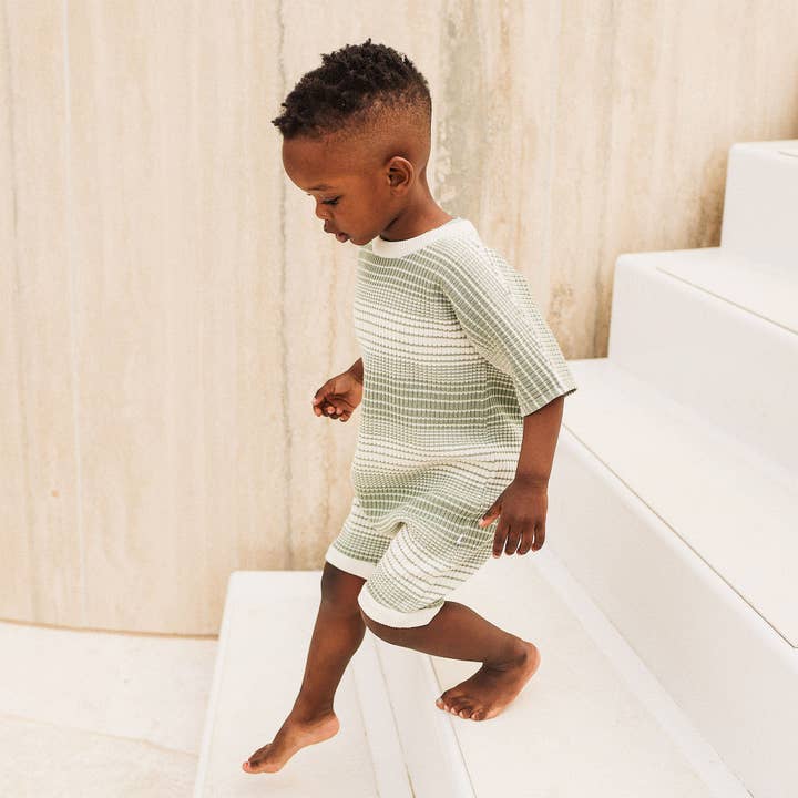 Slouchy Rib Knit Romper - Forest Sage for wholesale on Faire8