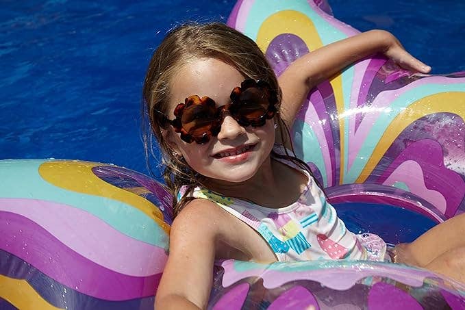 Funky Junque - Vente Lunettes de soleil – enfant - Lunettes de soleil pour enfants - Écaille de tortue (en forme de fleur)1