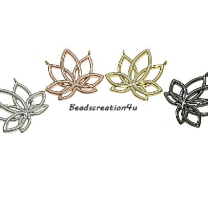 Lotus Flower 18K Gold Filled Charm Pendant Connector CN019 for wholesale by Beads Creation