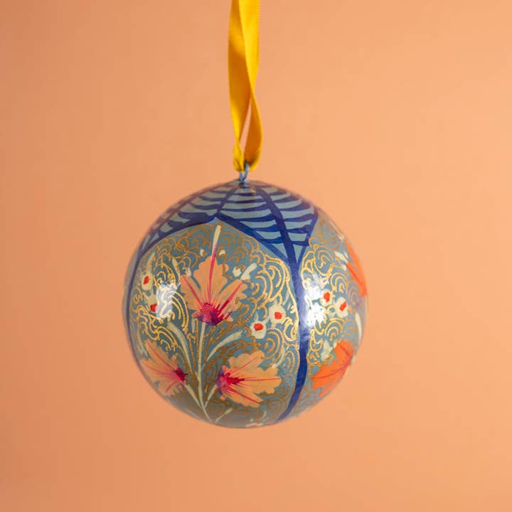 Ian Snow Ltd - Wholesale Christmas decoration - Dusty Blue Kashmiri Bauble2