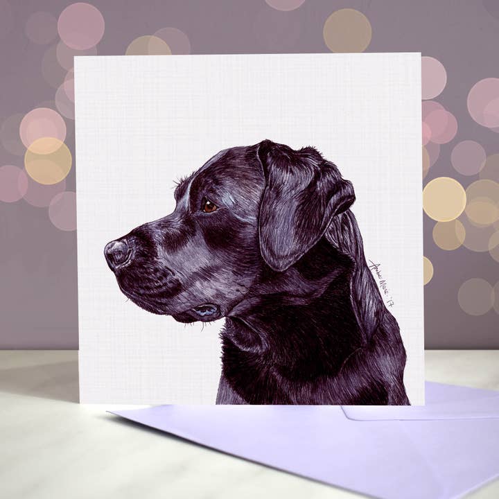 Amber Marie Studio - Vente Carte de vœux classique - Labrador Retriever Carte de vœux Most Pupular Noir1