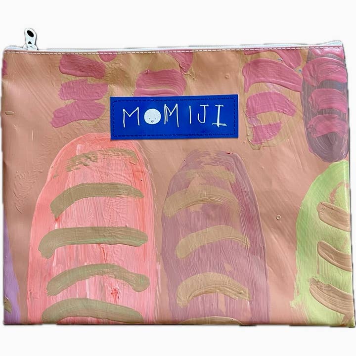 Saco organizador com fecho, Bolsa grande com zíper, Bolsa de viagem, Bolsa impermeável, Saco organizador de cosméticos, Bolsa para fraldas, Bolsa reciclada pintada à mão por atacado de House of Shokunin