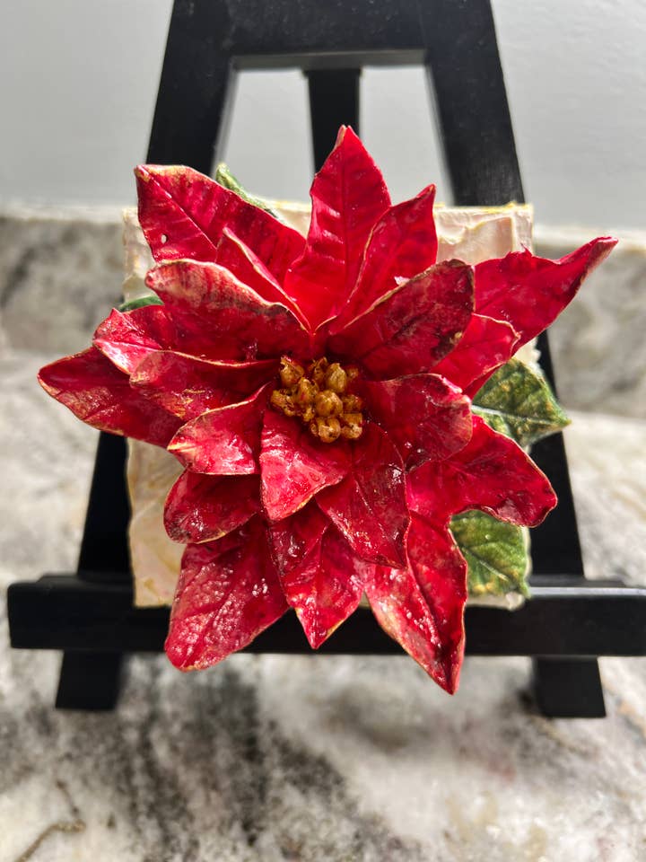 4X4 Christmas Red Poinsettia for wholesale by TamScottArt