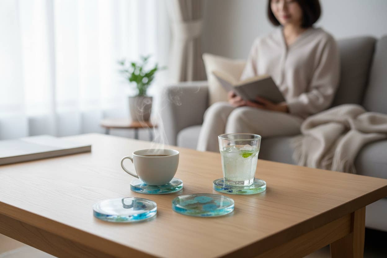 Ciao Bella Jewelry Inc – wholesale Underlägg – Pressade blomunderlägg med riktiga blommor, set om fyra8