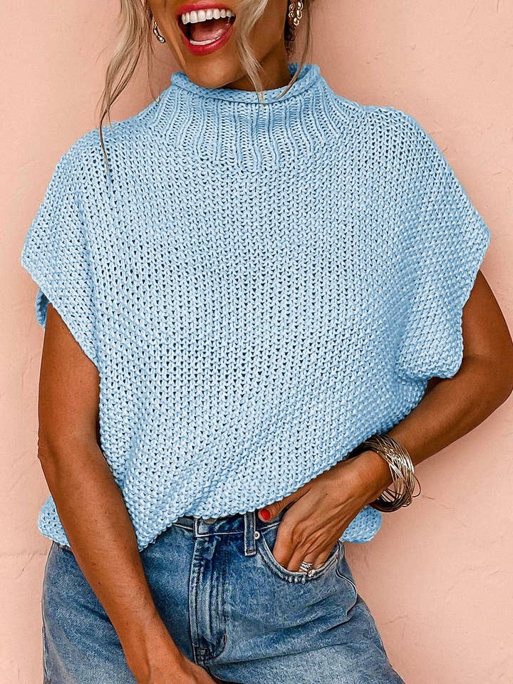 Jersey azul islandés de cuello alto y manga corta tipo murciélago para venta al por mayor de Lovesoft