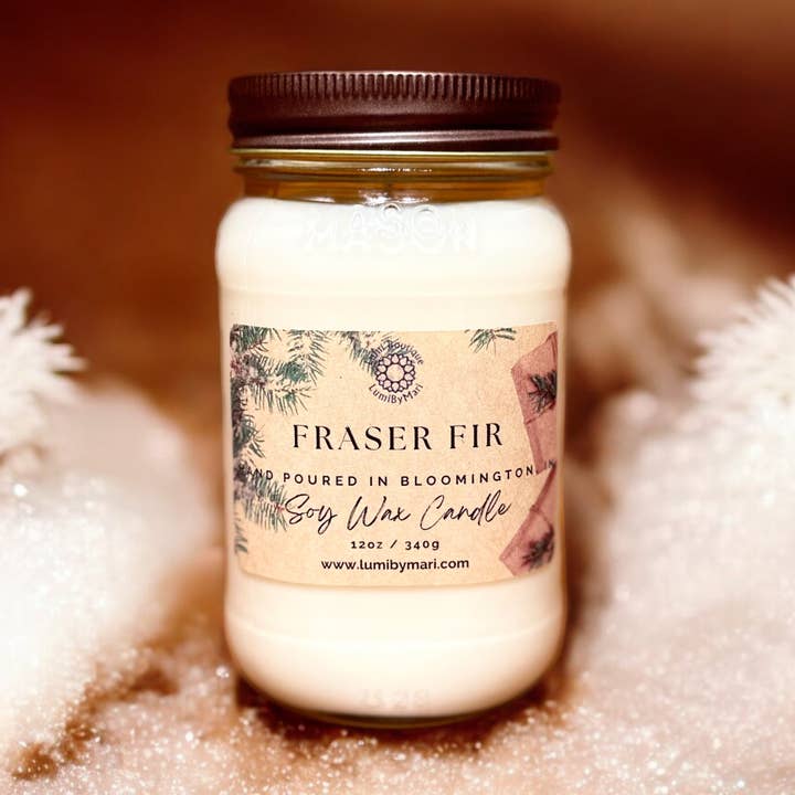 Fraser Fir Mason Jar Soy Candle for wholesale by LumiByMari