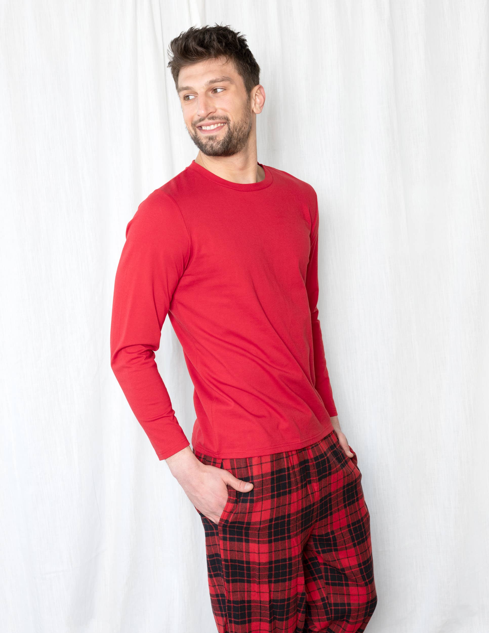 Leveret Pajamas - Wholesale Sleepwear Set - Men's - Mens Cotton Top & Flannel Pants Pajama Set7