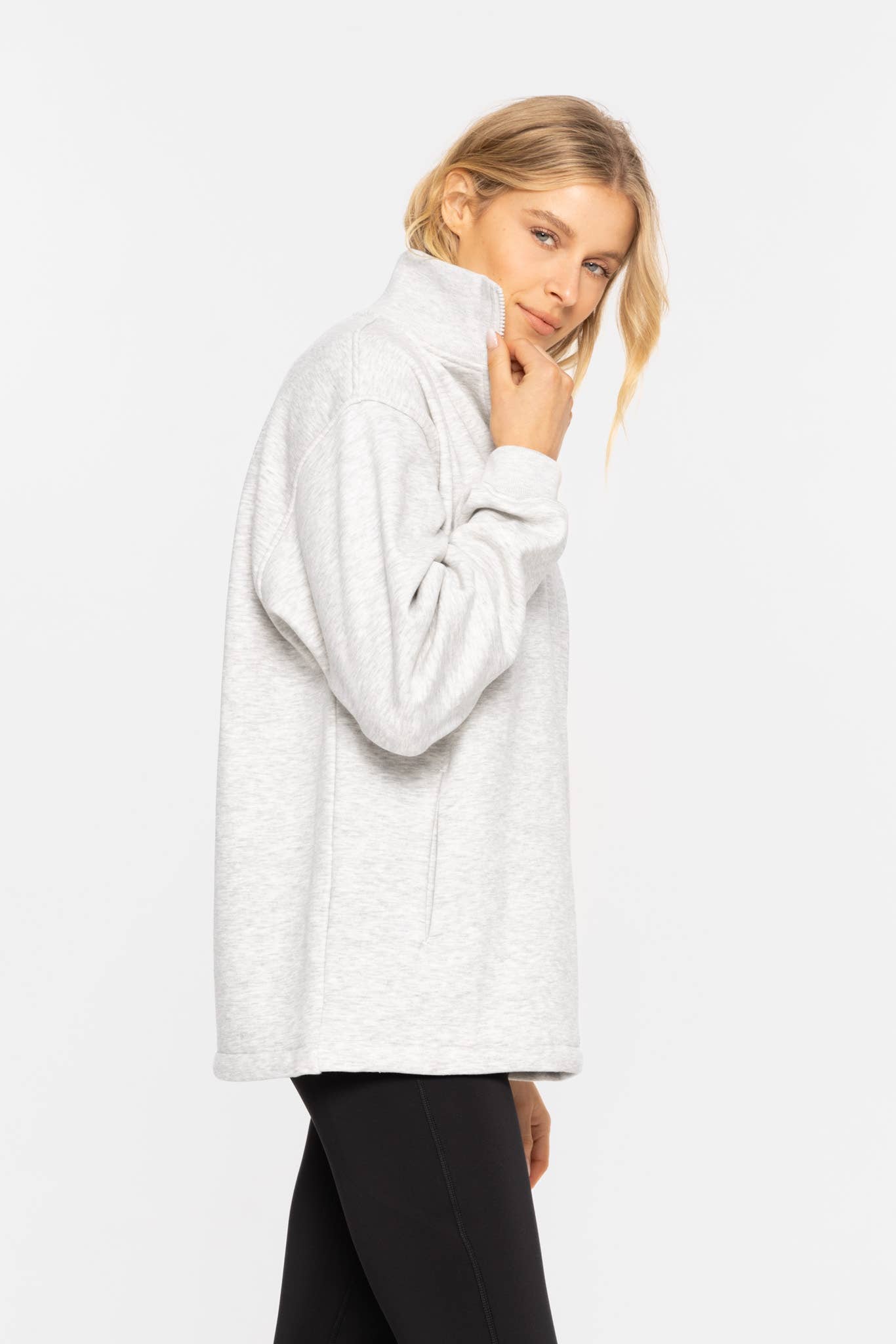 Mono B - Wholesale Sweatshirt - Women's - Half-Zip Drawstring Women's Sweatshirt Pullover13