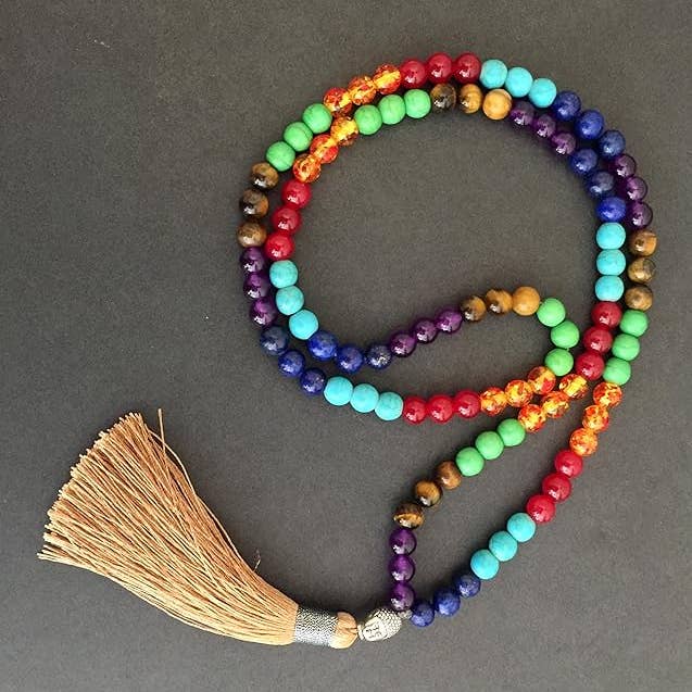 Chakra Mala Prayer Necklace Bracelet 7 Gemstones 108 Beads for wholesale by OMA - Eclectic Home
