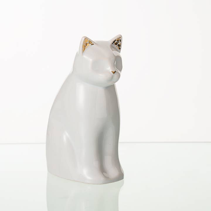 Pulvis Art Urns – wholesale Husdjursurna/minneslåda – "Mjau" Djururna för Katt - Vit | Keramik
