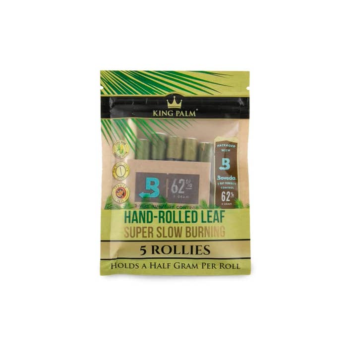 Cannatron - Wholesale Retailer Display - Paper & Novelty - King Palm Rollie Size Natural Pre-Rolled 5pk Leaf Tubes - 15ct